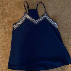 flowy navy blue polyester shirt